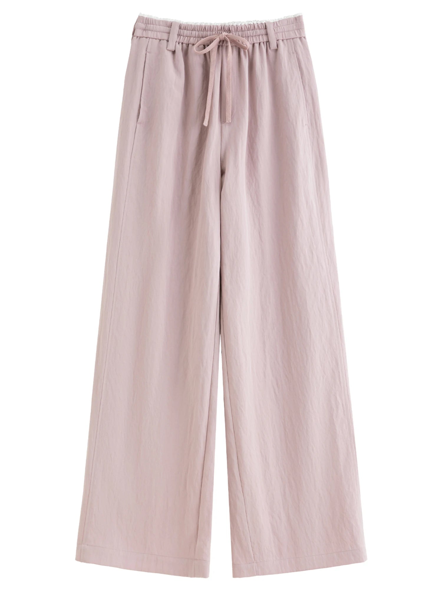 DUSHU 2026 Spring Women's Elastic Waist Drawstring Straight Leg Pants - Flowy Draping Comfortable Relaxed Fit Casual Trousers