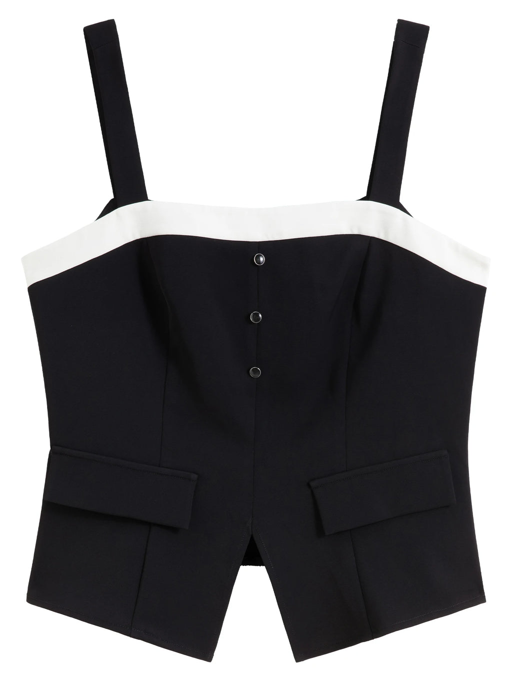 DUSHU Women Vest Coat Long Trouser Sets 2025 Spring New Commuter Female Strappy Tops Back Elastic Waist Pant 25DS81158+25DS81247