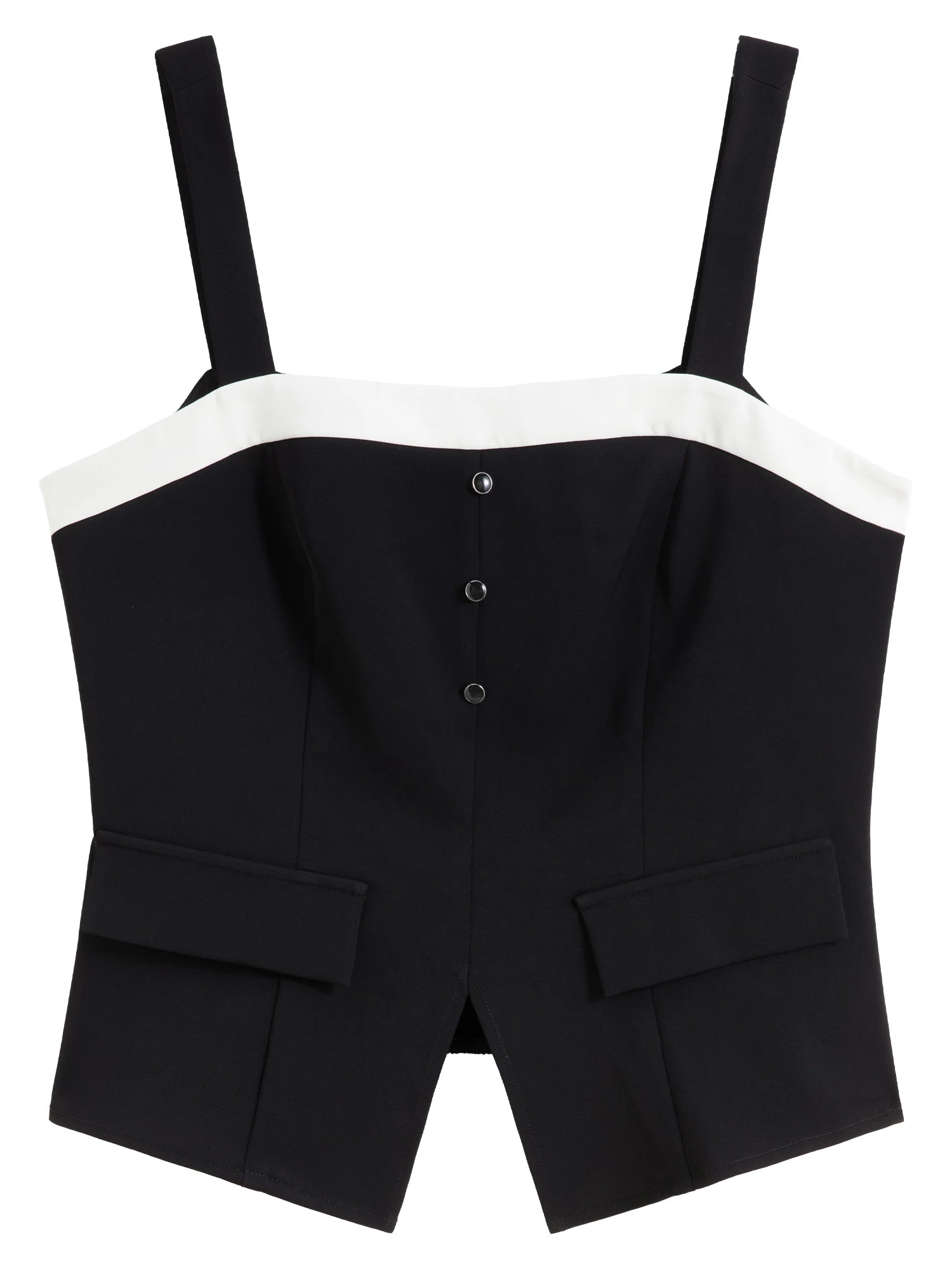 DUSHU Women Vest Coat Long Trouser Sets 2025 Spring New Commuter Female Strappy Tops Back Elastic Waist Pant 25DS81158+25DS81247