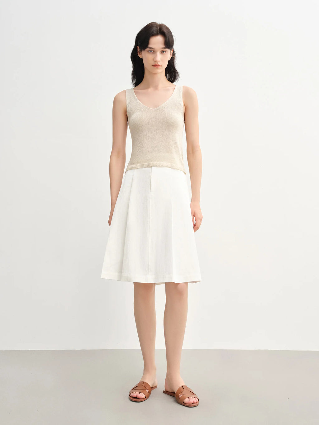 DUSHU Minimalist French Elegant Style Pleated A-line Skirt 2025 Summer New Commute Versatile Short Skirt for Women 25DS82756