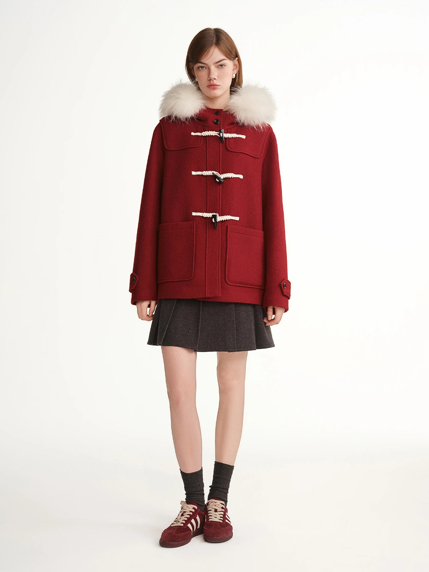 DUSHU【Lovely Christmas】2025 Winter Plus Size Sweet Wool Blend Coat Vintage Plaid Party Holiday Coquette Feminine Tweed Jacket