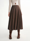 DUSHU 2025 Winter Plus Size Plaid A-Line Skirt Caramel Waffle Pattern High Waist Midi Casual Elegant Retro Skirt Casual Looks