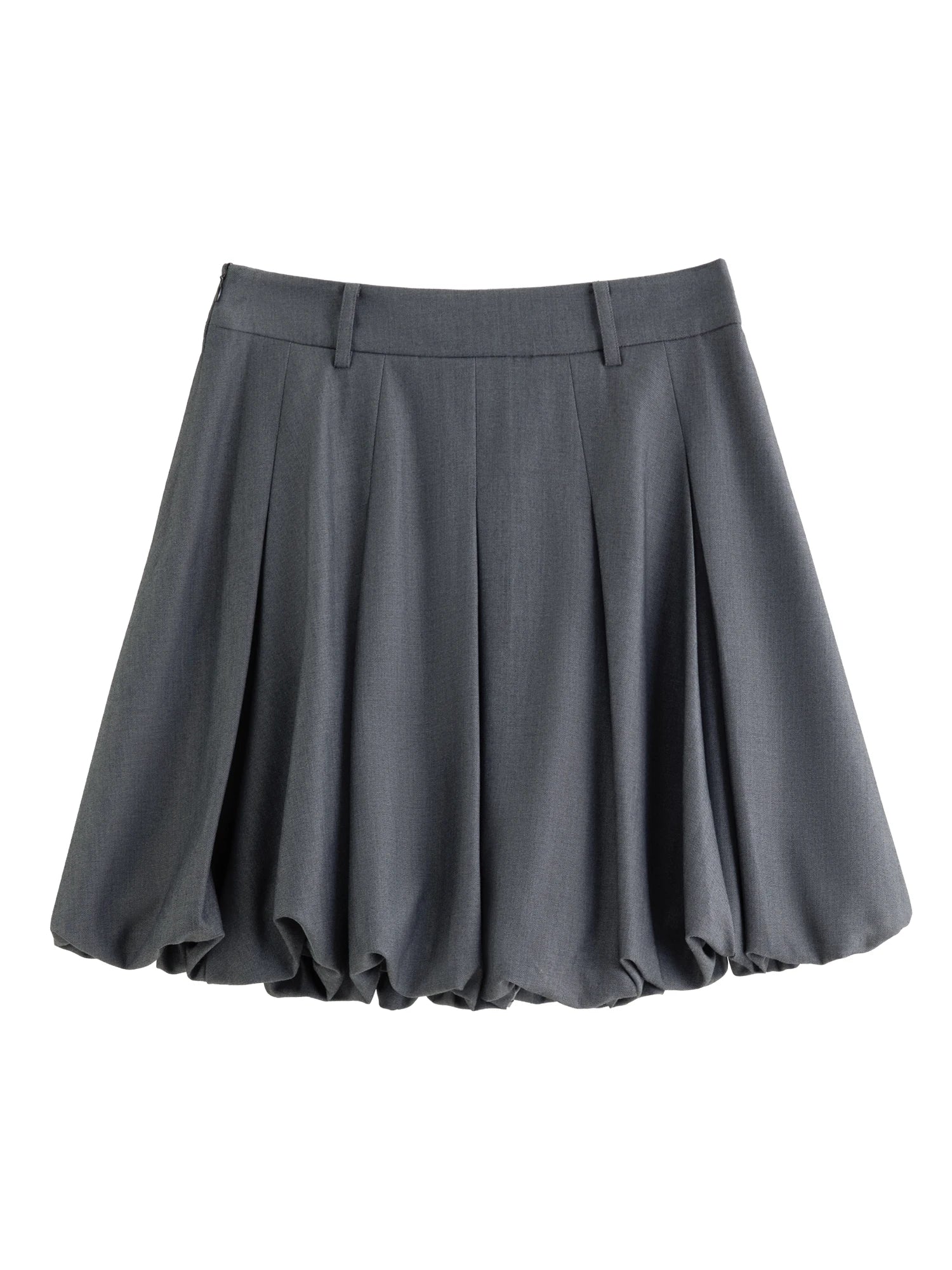 DUSHU Plus Size Ballet Style Bud Short Skirt for Women 2025 Autumn New Arrival Sweet A-line Chic Gray Skirt 25DS83079