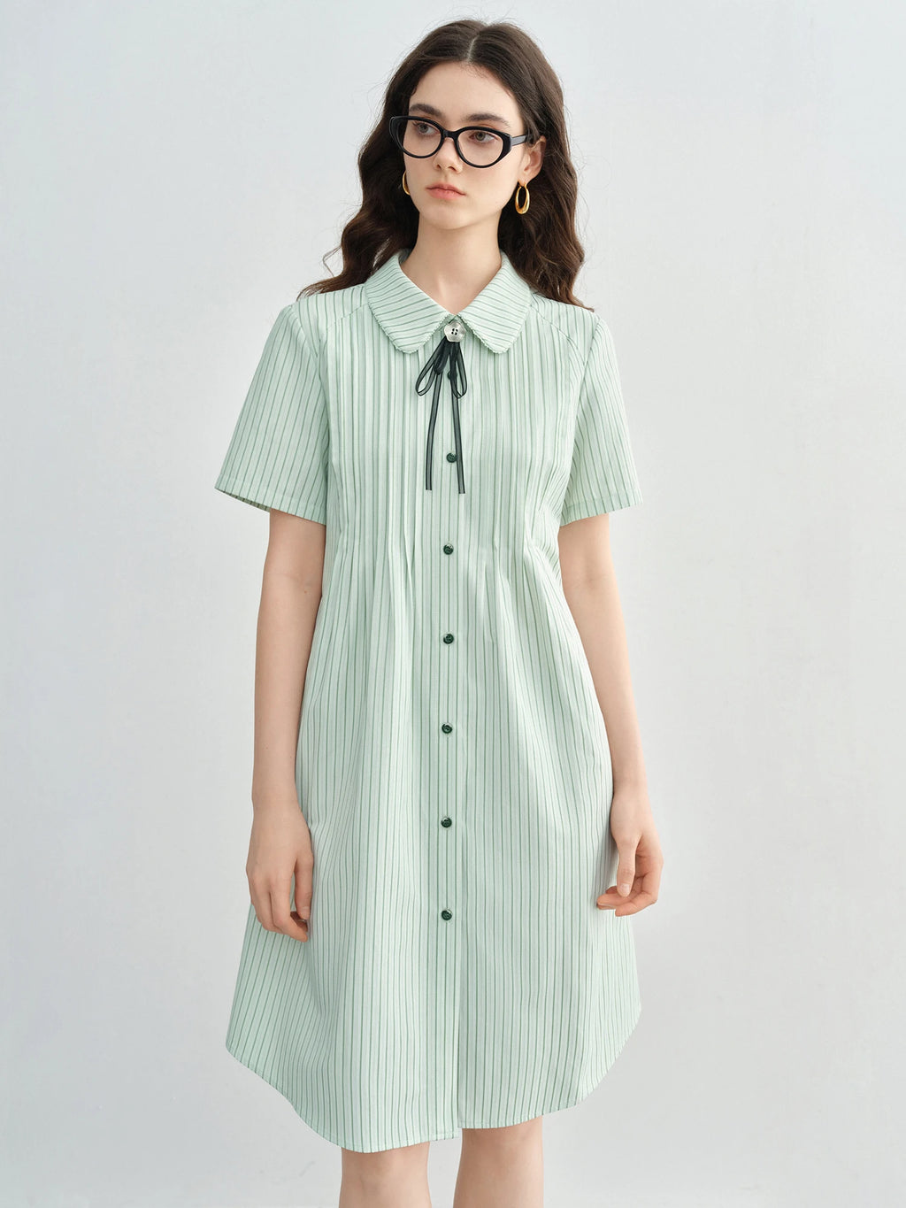 DUSHU Plus Size Nautical College-Style Striped A-Line Dress New Summer Arrival Slimming Sweet Look Style Dress 25DS82529