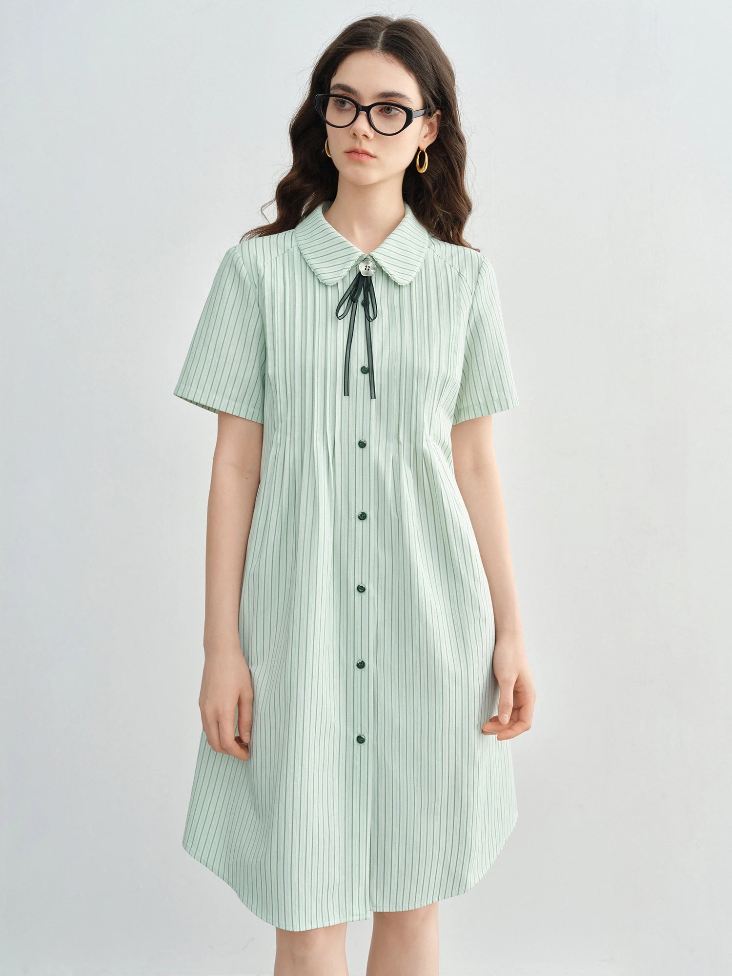 DUSHU Plus Size Nautical College-Style Striped A-Line Dress New Summer Arrival Slimming Sweet Look Style Dress 25DS82529