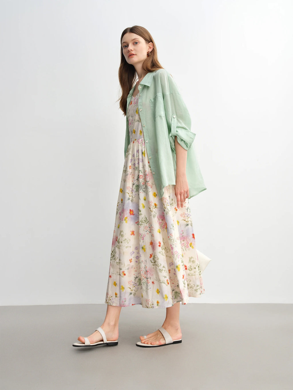 DUSHU 2025 Summer Women's Floral Strappy Dress - Resort Style Slimming Silhouette Lightweight Flowy Midi for Beach Vacations