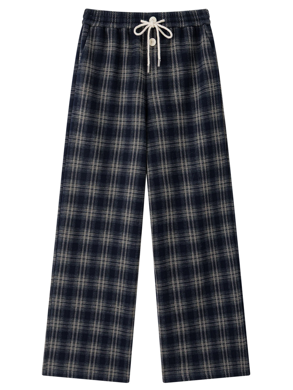 DUSHU 2025 Autumn Winter Women's Plaid Casual Trousers - Loose Fit with Drawstring Waist Retro Style for Everyday Comfort
