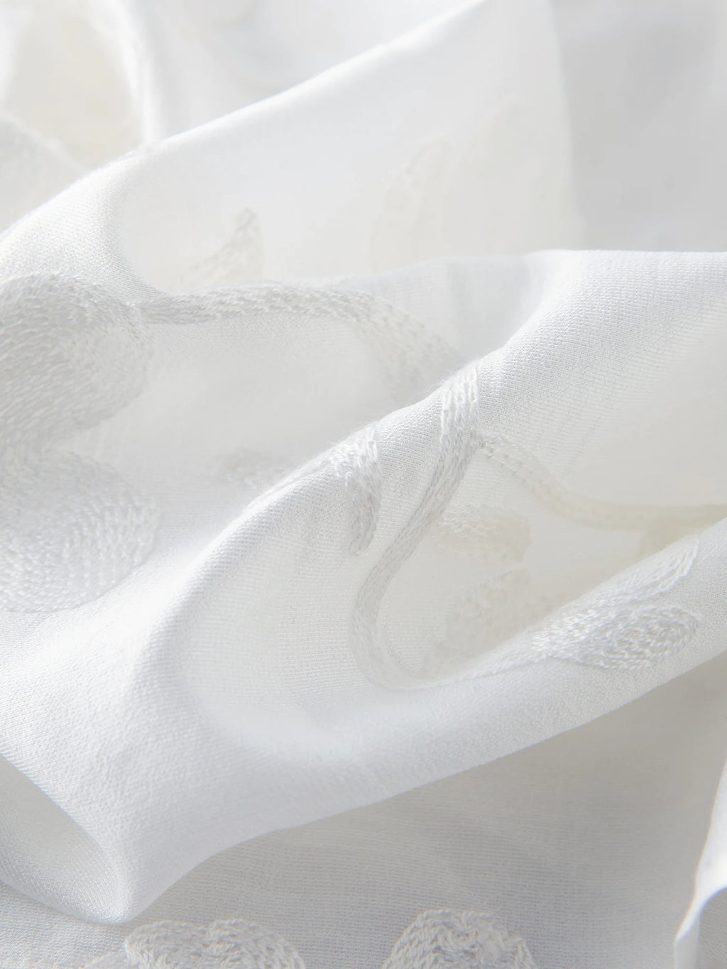 DUSHU Women Summer Sets Female White Three-quarter Sleeves Embroidered Tops Elastic Waist Long Skirt  25DS81320+25DS81321
