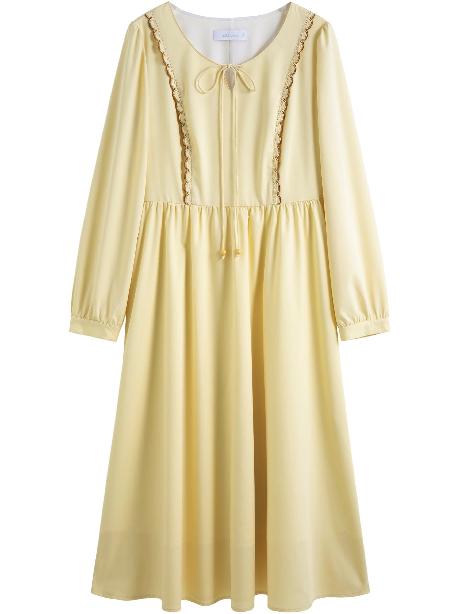 DUSHU Women Vest Dress Sets French Style 2025 Spring New Yellow Long Sleeve Dress Female Vest Coats 25DS81251+25DS81305