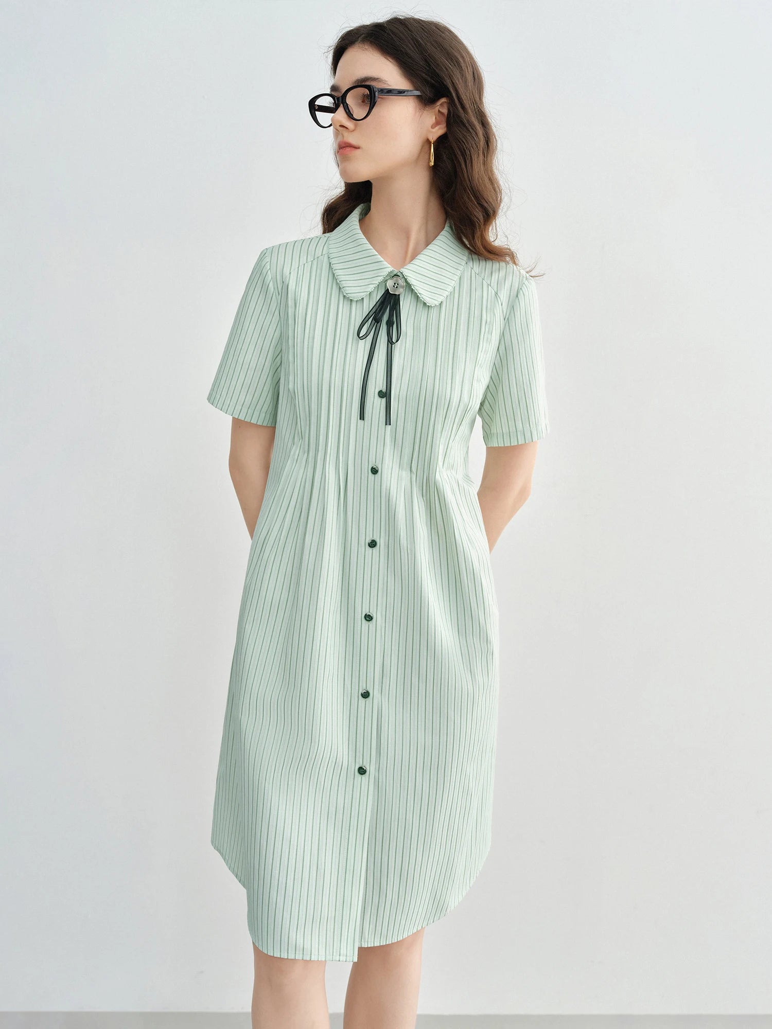 DUSHU Plus Size Nautical College-Style Striped A-Line Dress New Summer Arrival Slimming Sweet Look Style Dress 25DS82529