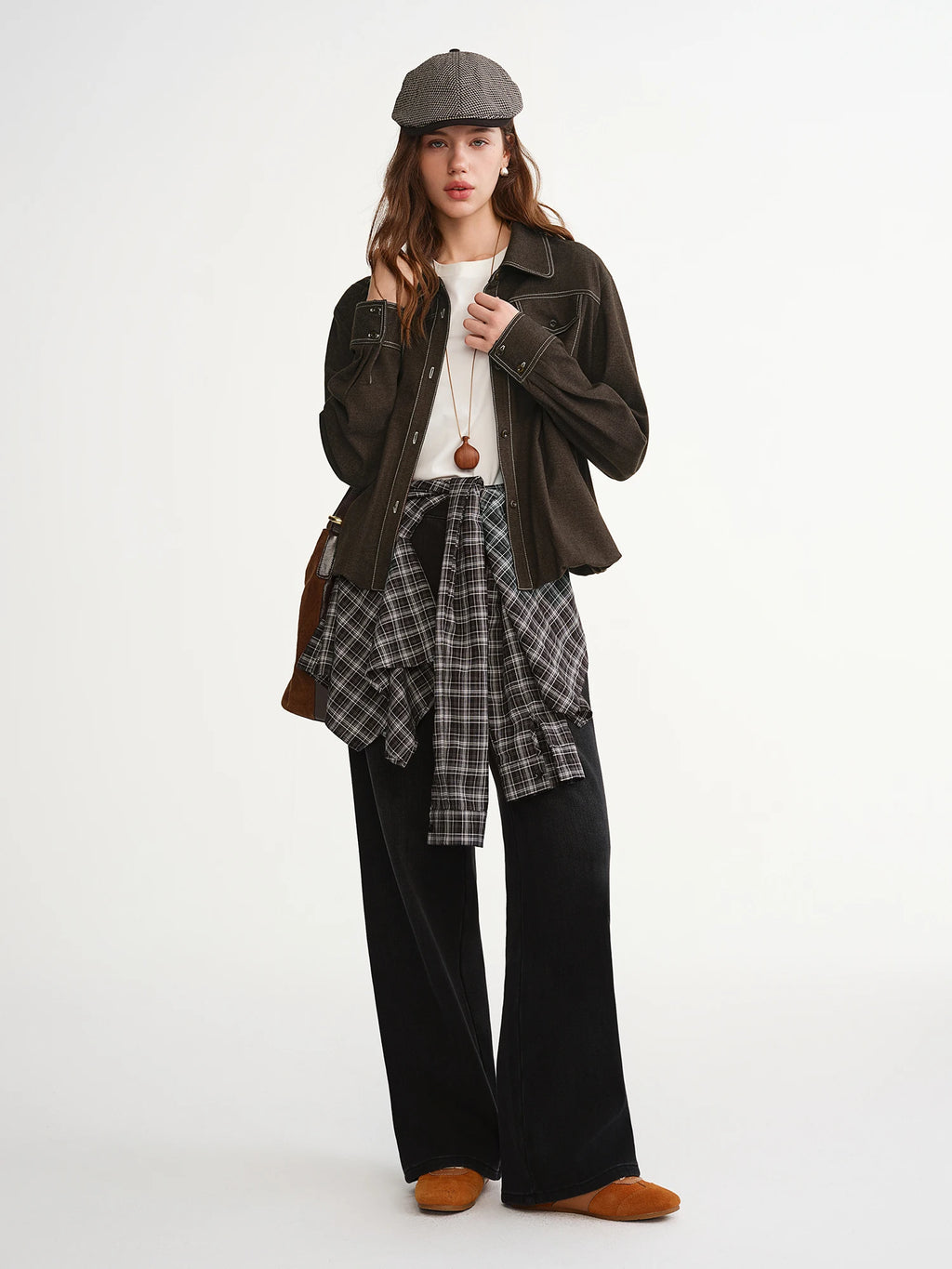 DUSHU Plus-Size Women Multi-Faceted Denim Two-Tone Straight Leg Jeans Versatile Comfort Slimming Casual Pants with Retro Design