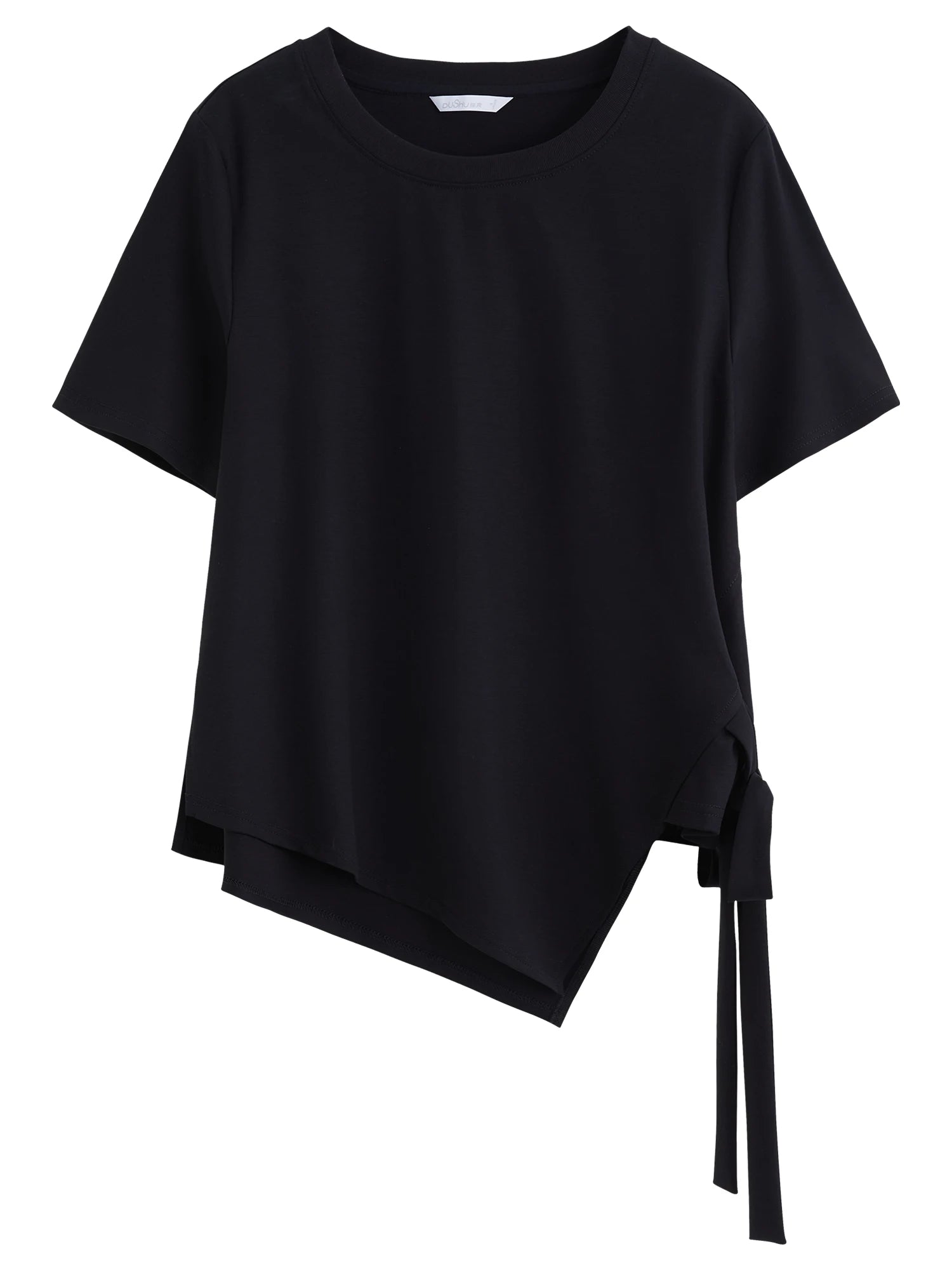 DUSHU Plus Size Minimalism Style Casual Versatile Short-sleeve T-shirt for Women 2025 Summer New Arrival Two Color Top 25DS82136