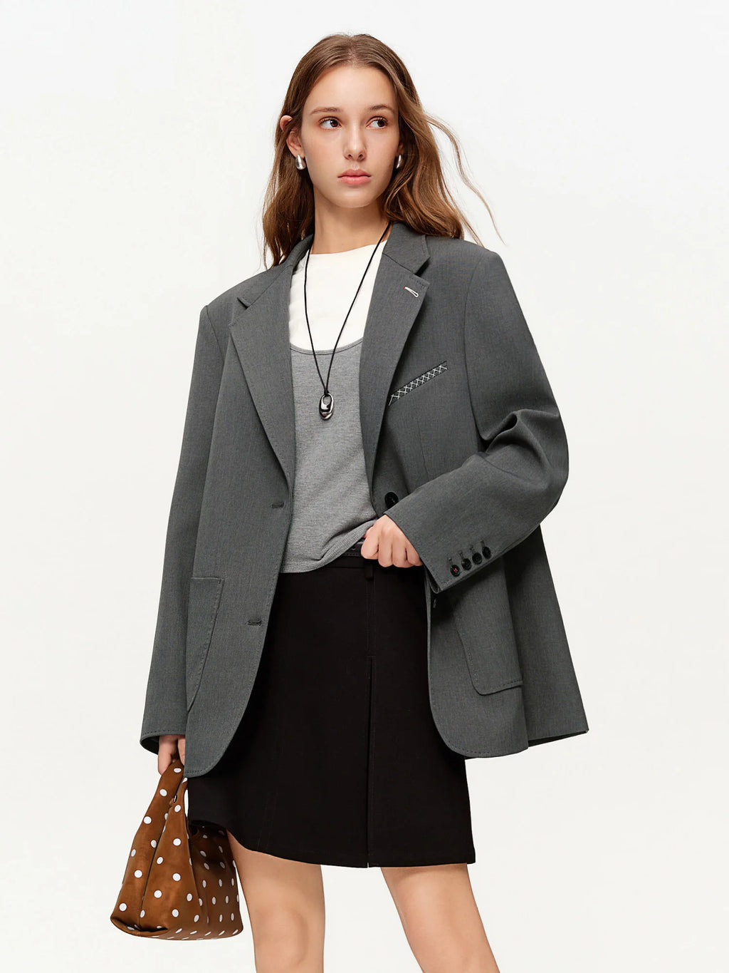DUSHU 2026 Plus Size Spring New Women's Classic Oversized Blazer, Wide Shoulder Structured Jacket, Y2K Retro Office Chic Coat