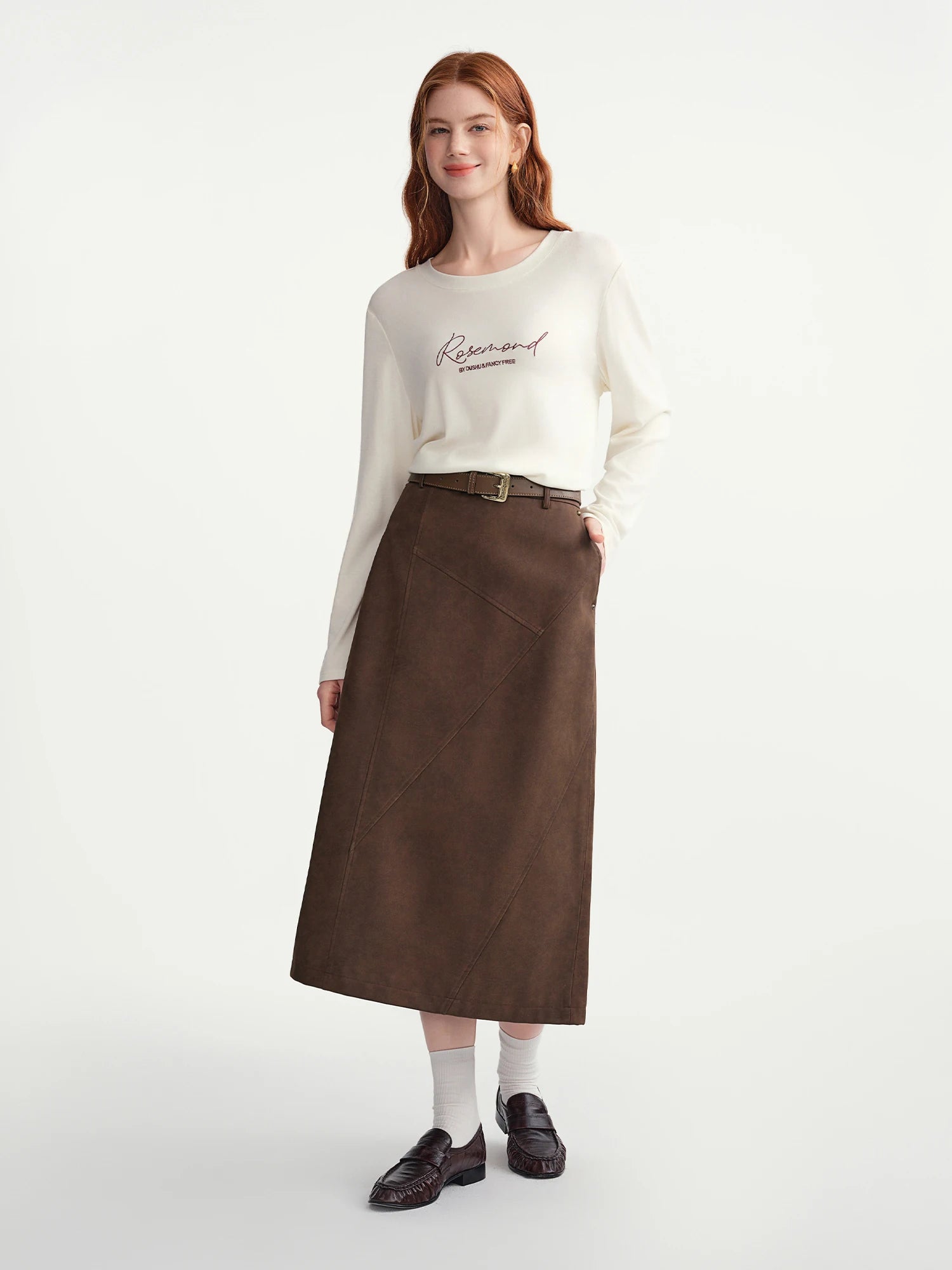 DUSHU High Elastic Waist Pleated Skirts Women 2025 Winter New Slim Skirt Commuting Mid-calf Length Solid Korean Style Vintage