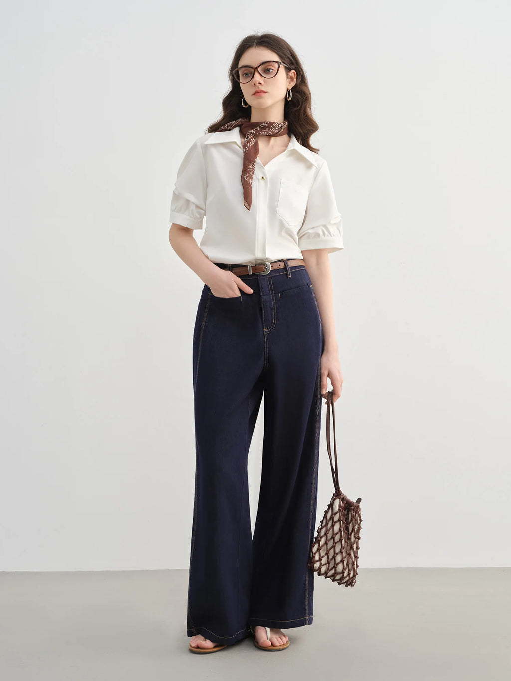 DUSHU 2025 Summer Plus-Size Workwear Blouse - Tailored Silhouette & Breathable Textured Weave Casual Blouse 25DS82289