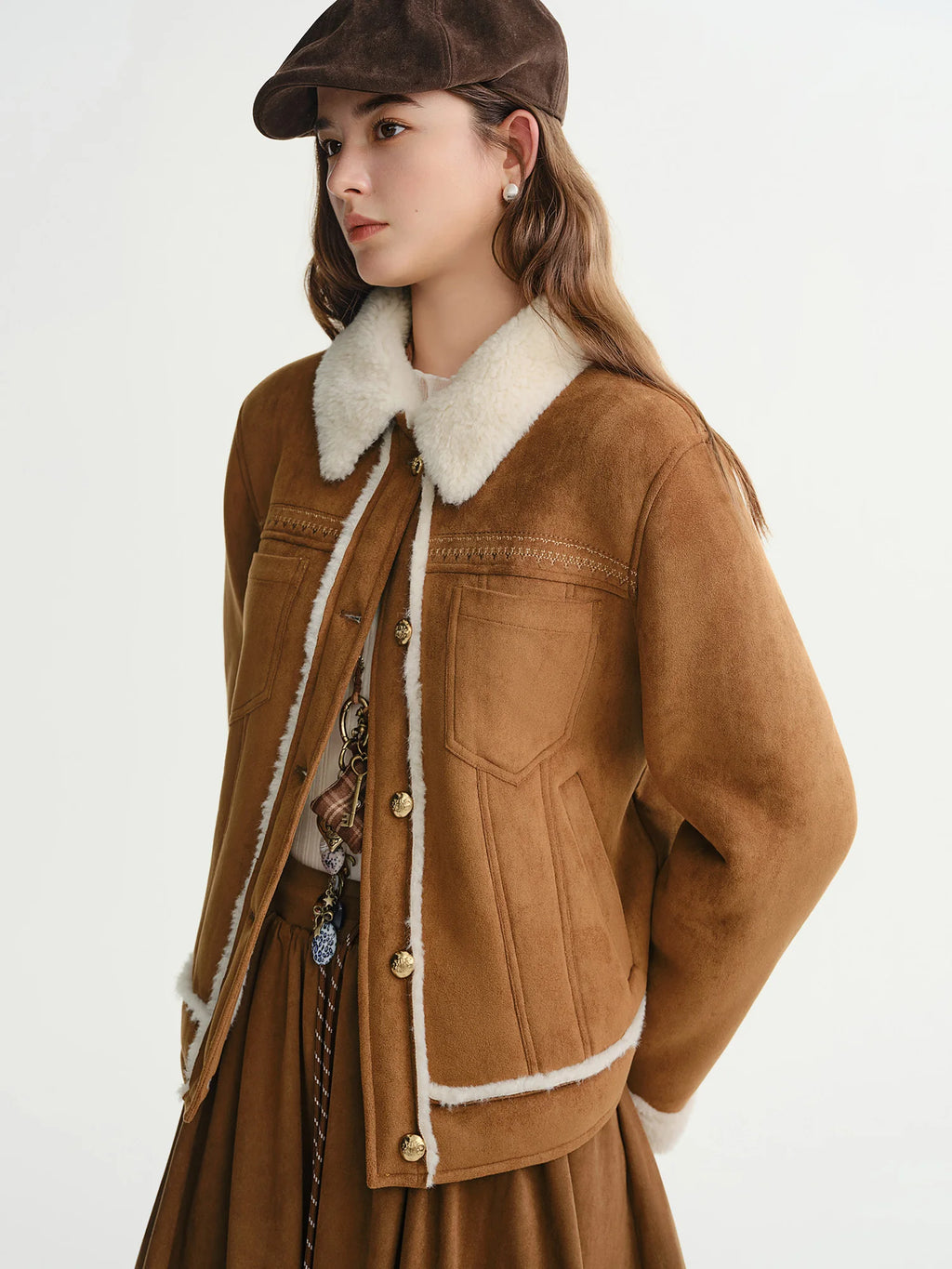DUSHU Retro Fur Coat Women 2025 New Warm Turn Down Collar Jackets American Style Streetwear Chic Ins Winter