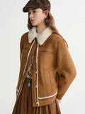 DUSHU Retro Fur Coat Women 2025 New Warm Turn Down Collar Jackets American Style Streetwear Chic Ins Winter