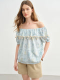 DUSHU Sweet Vacation Two-wear Blouse 2025 Summer New Sweet Romantic Two-wear Blouse 25DS82741