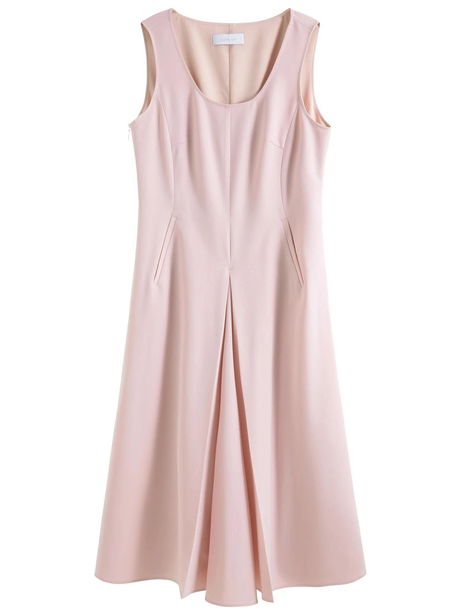 DUSHU Plus Size Minimalist Tank Dress 2025 Summer Waist-Defining Draped Silhouette Viscose-Blend Casual to Office Dress