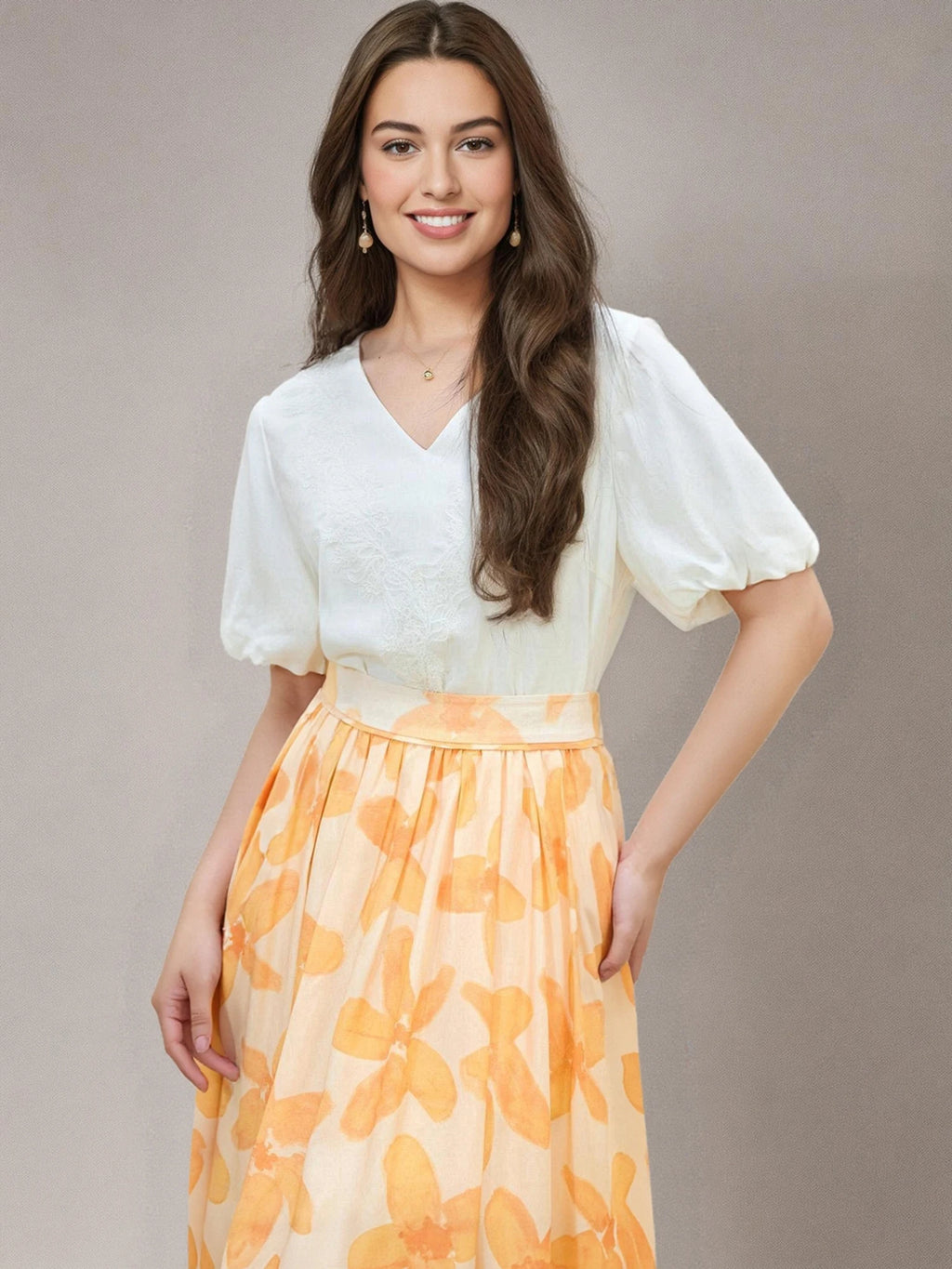 DUSHU Simple Style Lyocell Loose Flower Sleeve Short-sleeved Top 2025 Summer New Versatile Casual Shirt Blouse Women 25DS82055