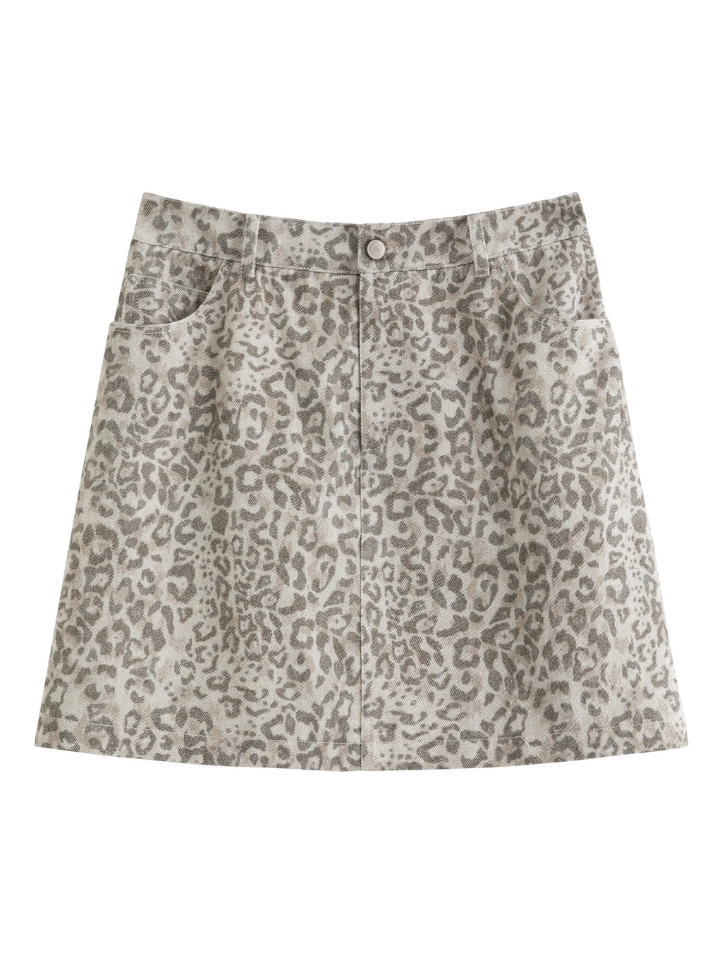 DUSHU Women's Smoky Leopard Print Printed Denim Skirt Spring 2026 New Arrival Elegant Trendy Versatile A-Line Mini Cotton Skirt