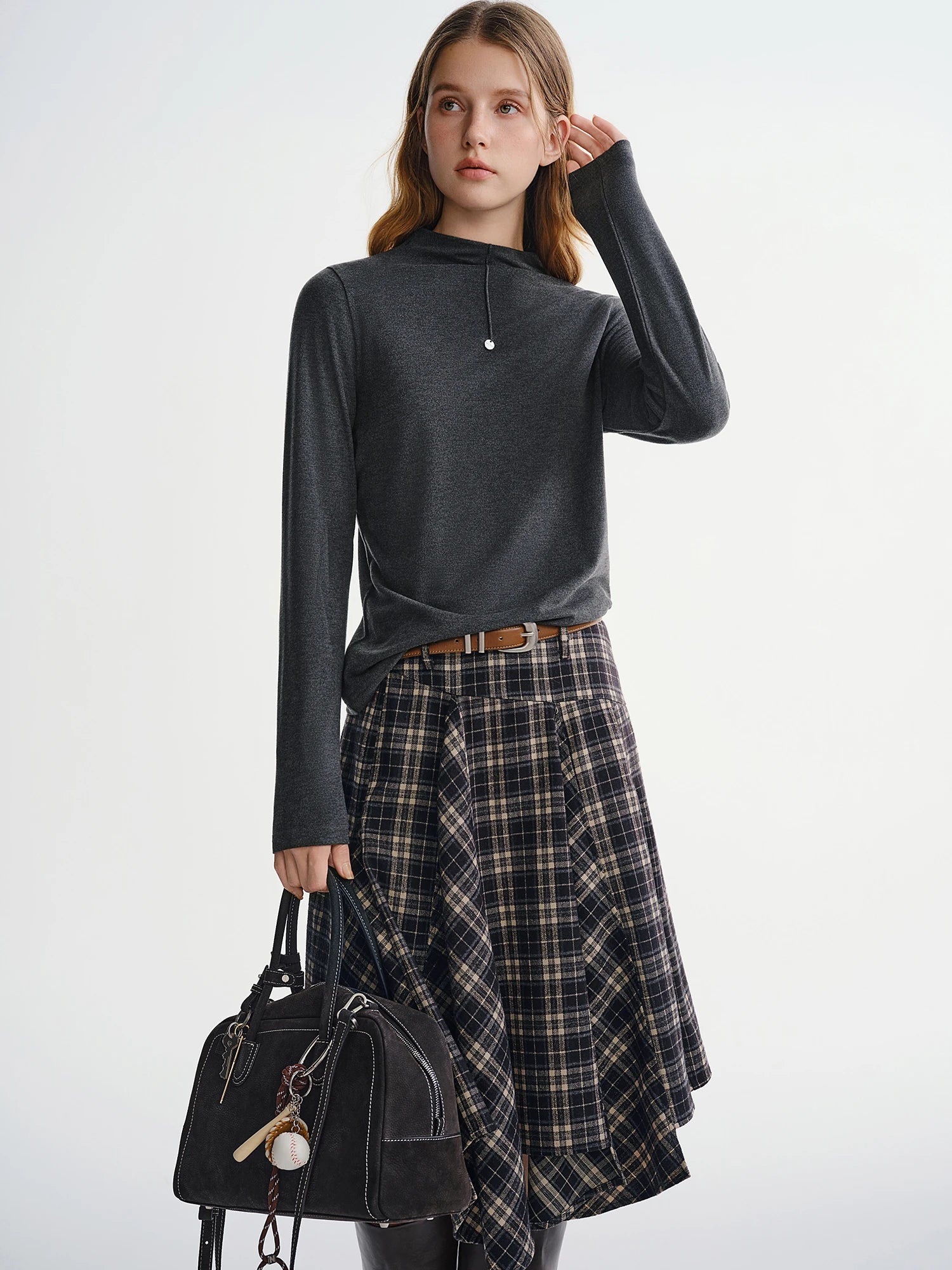 DUSHU Winter 2025 Women Antibacterial Skin-Friendly Layering Top - Versatile Soft Touch Basic Shirt for Casual Elegant Commuting