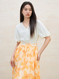 DUSHU Simple Style Lyocell Loose Flower Sleeve Short-sleeved Top 2025 Summer New Versatile Casual Shirt Blouse Women 25DS82055