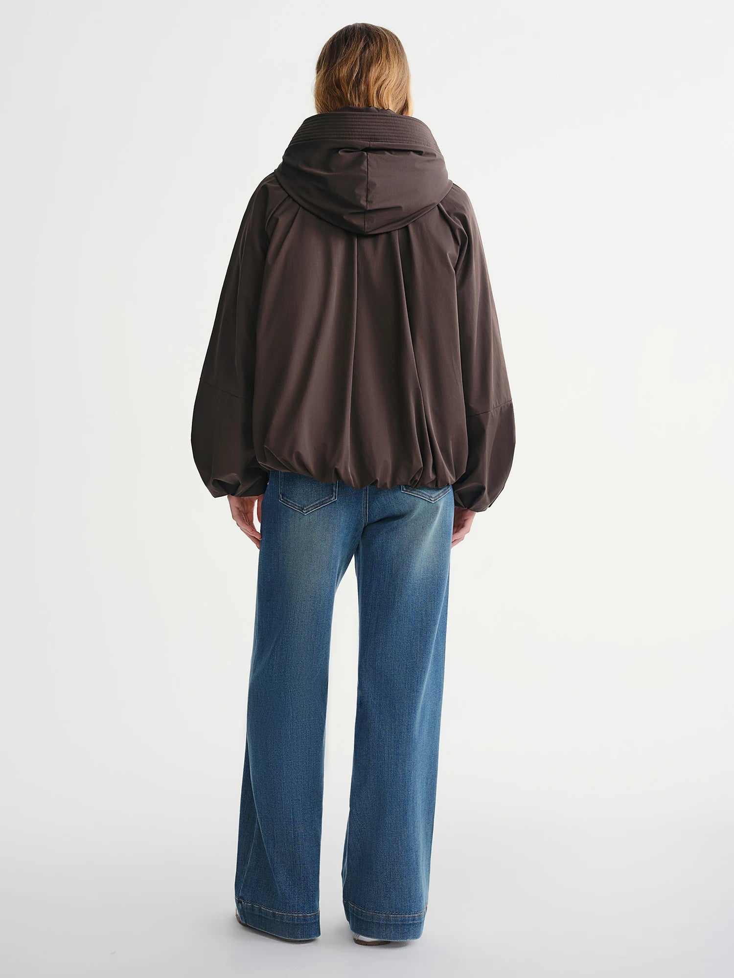 DUSHU Plus-Size Women's Caramel American Styled Design-Oriented Pleated Hooded Down Jacket Winter Flattering for Plus-Size Women