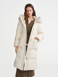 DUSHU Fox Fur Hooded Long Down Jacket New Winter Mid-Length Coat Waist-defined Simple Loose Fit Leisure Daily Warm All-match Ins