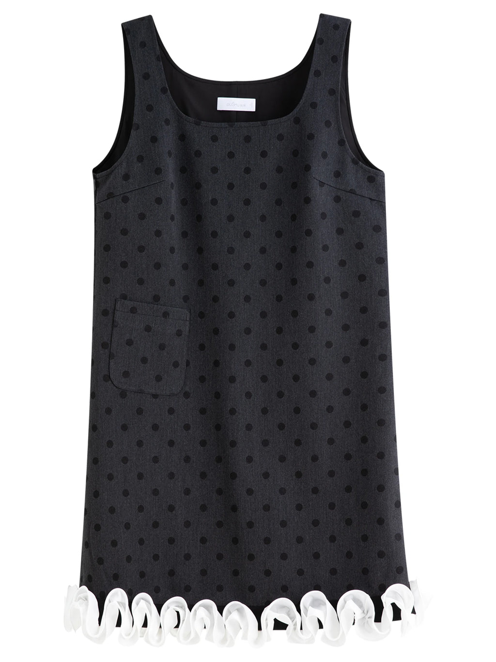 DUSHU Polka Dot Print Contrast Color Lace Trim Sleeveless Dress Women 2025 Winter New Arrival Casual Party Wear Vest Dress