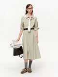 DUSHU 【Urban Rhythm】Workwear Style Faux Two Piece Shirt Dress Spring Vibes Notched Lapel Mid-Length Dress 2026 New Arrival Dress