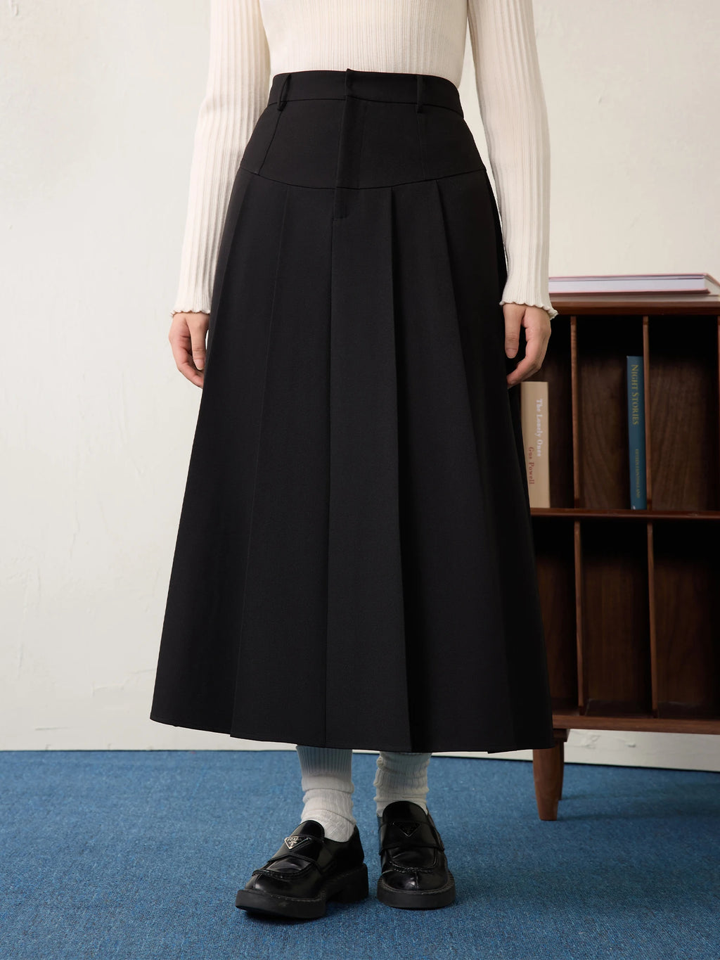 DUSHU Office Lady High Waisted Pleated A-line Skirt 2025 Spring New Commuting Versatile Fashion A-line Skirt 25DS81131