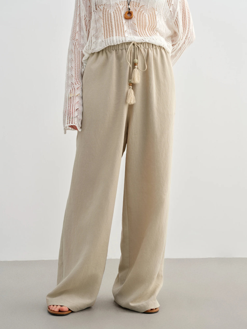 DUSHU 2025 Summer Plus-Size Linen-Like Pants - Relaxed Fit & Breathable Blend with Casual Elegance 25DS82241