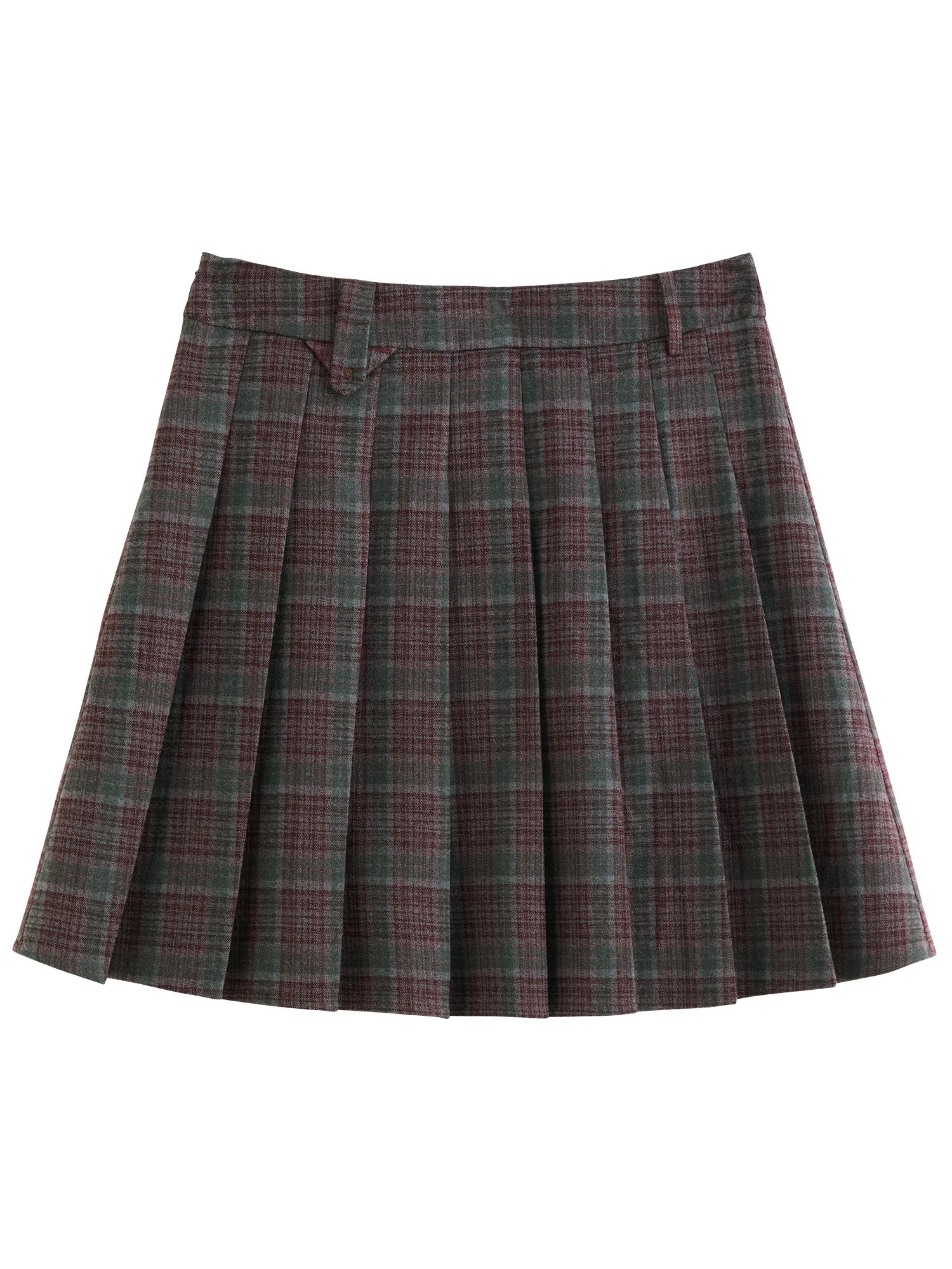 DUSHU Grid High Waisted Pleated Skirt 2024 Winter New Product Classic Versatile Fashion Half Skirt Short Skirt 24DS84242