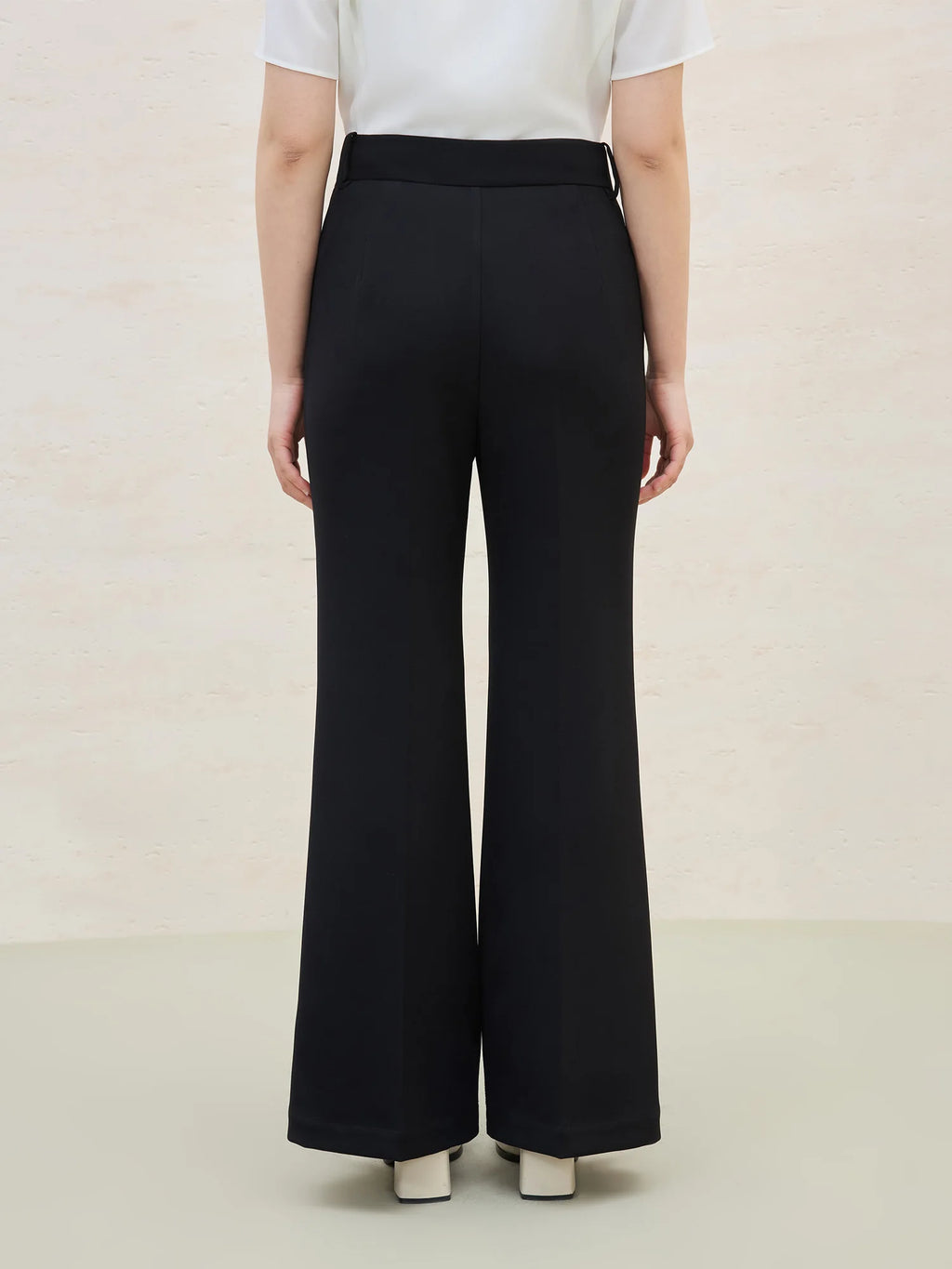 DUSHU Office Lady Black Boot Cut Pant 2025 Summer New High Waist Commuter Women Polyester Casual Trousers 25DS82089