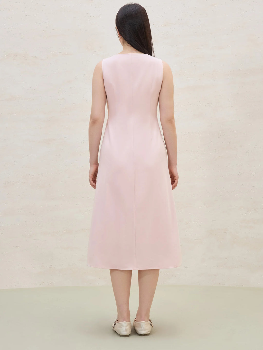 DUSHU Plus Size Minimalist Tank Dress 2025 Summer Waist-Defining Draped Silhouette Viscose-Blend Casual to Office Dress