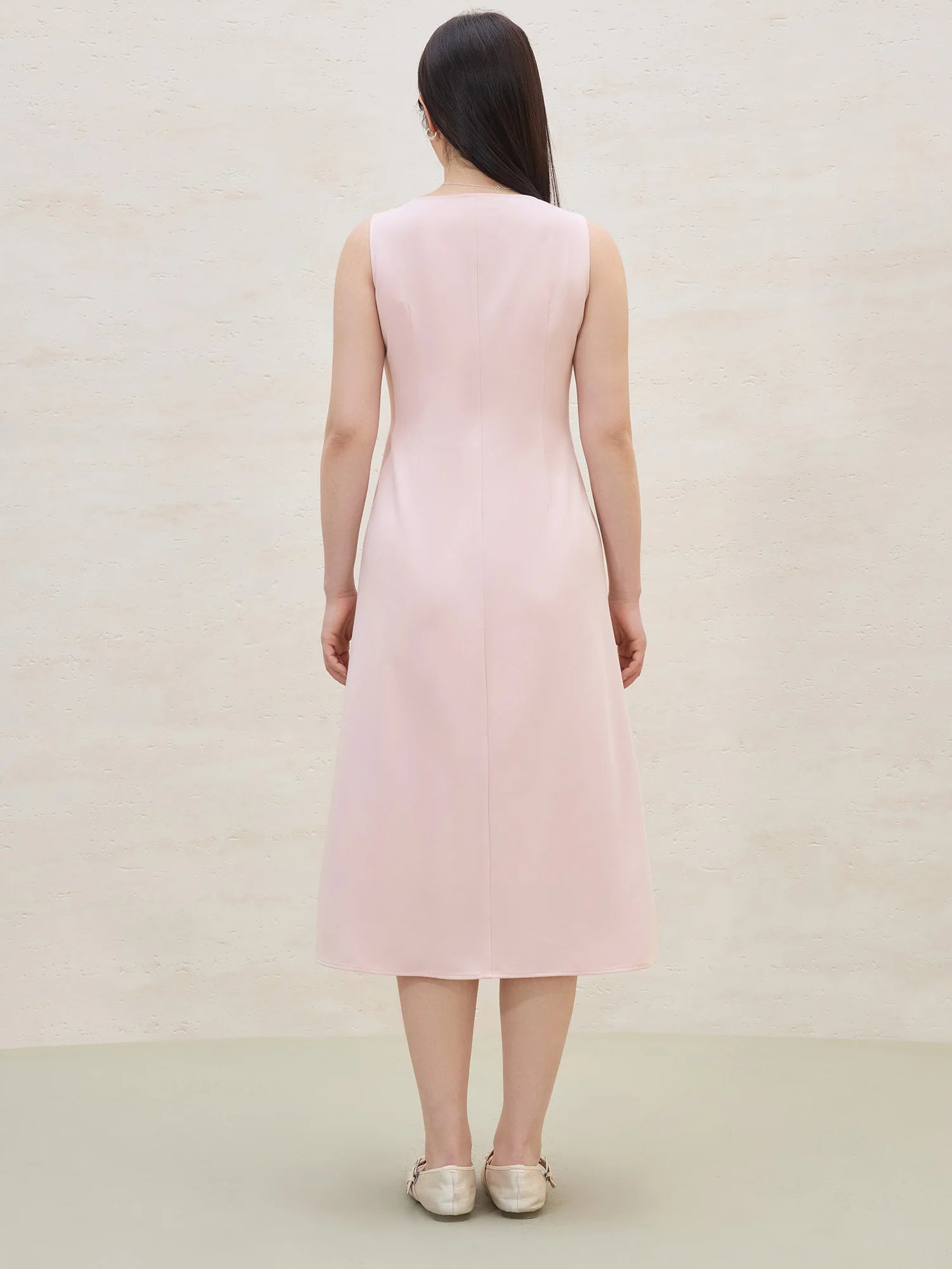 DUSHU Plus Size Minimalist Tank Dress 2025 Summer Waist-Defining Draped Silhouette Viscose-Blend Casual to Office Dress