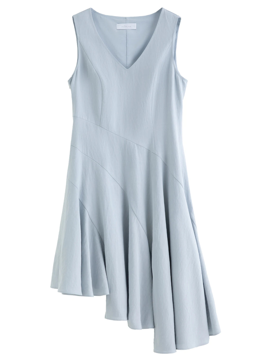 DUSHU Women's Asymmetrical Wave Hem Backless Crop Top Dress Bias Cut Waist-tightening Summer 2026 New Arrival Lyocell Dresses