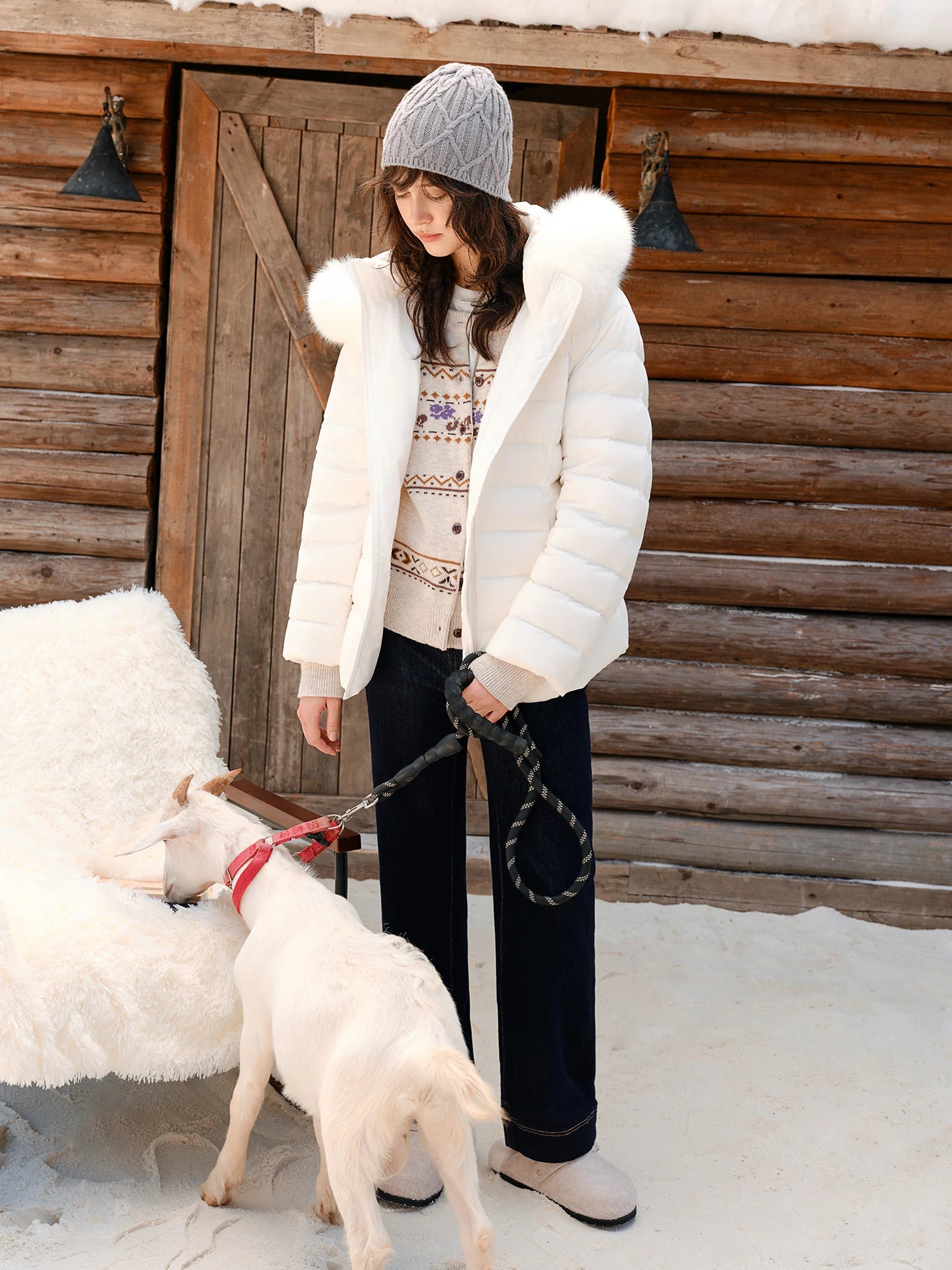 DUSHU Plus-Size 2025 Winter Hooded Down Jacket Women Slim Coats Korean Style Trendy Detachable Fox Fur Collar Simple Warm Ins