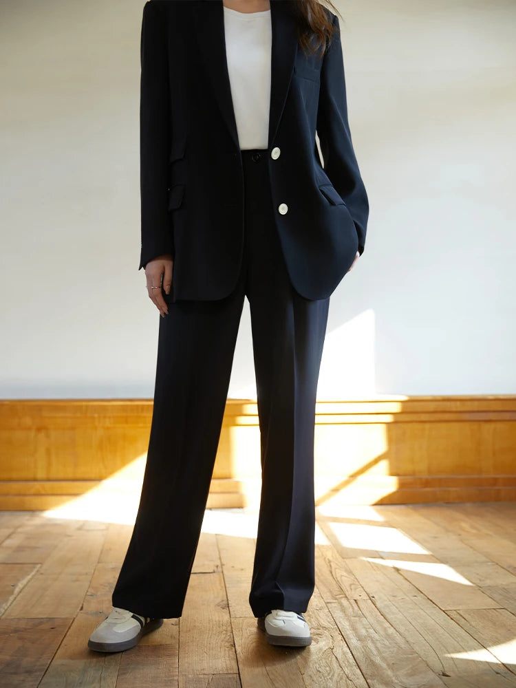 DUSHU Women Suit Pants Straight Wide Leg Trouser 2023 Spring Women Long Pant Office Lady Bottom Loose Pants For Women