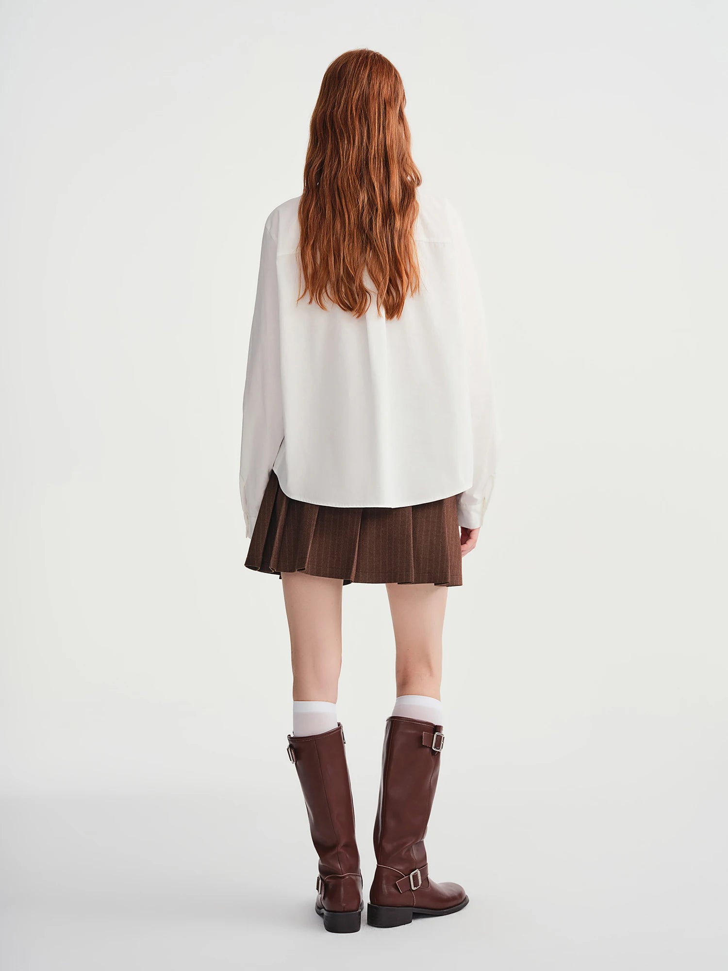 DUSHU Plus Size Women Sweetly Crinkled' White Woodland Collar 100% Cotton Shirt Comfortable 2025 New Arrival Retro Design Blouse