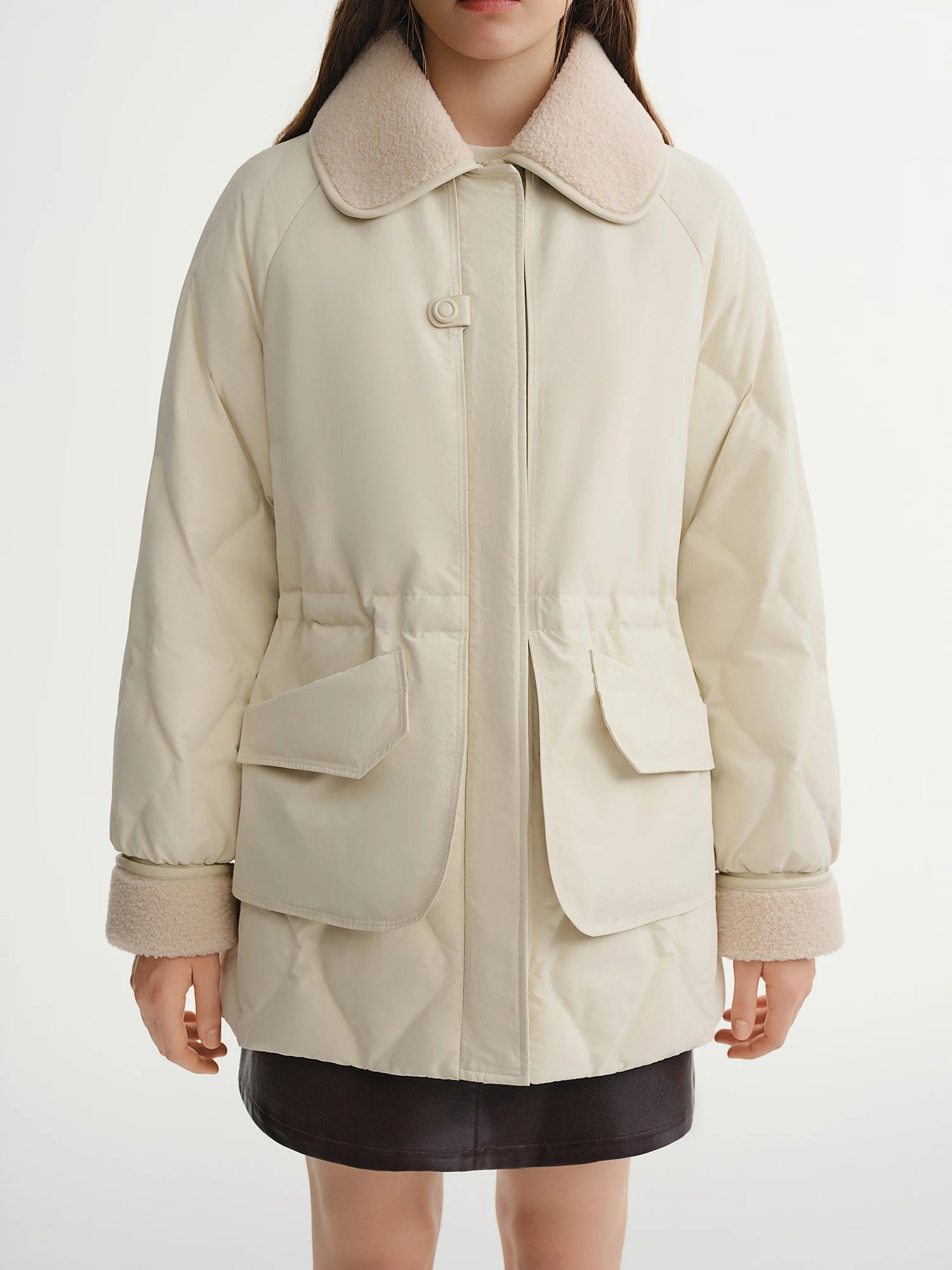 DUSHU 2025 Winter Women's Casual Waist-Defining Down Jacket - White Duck Down Filled Soft Outerwear for Everyday Comfort