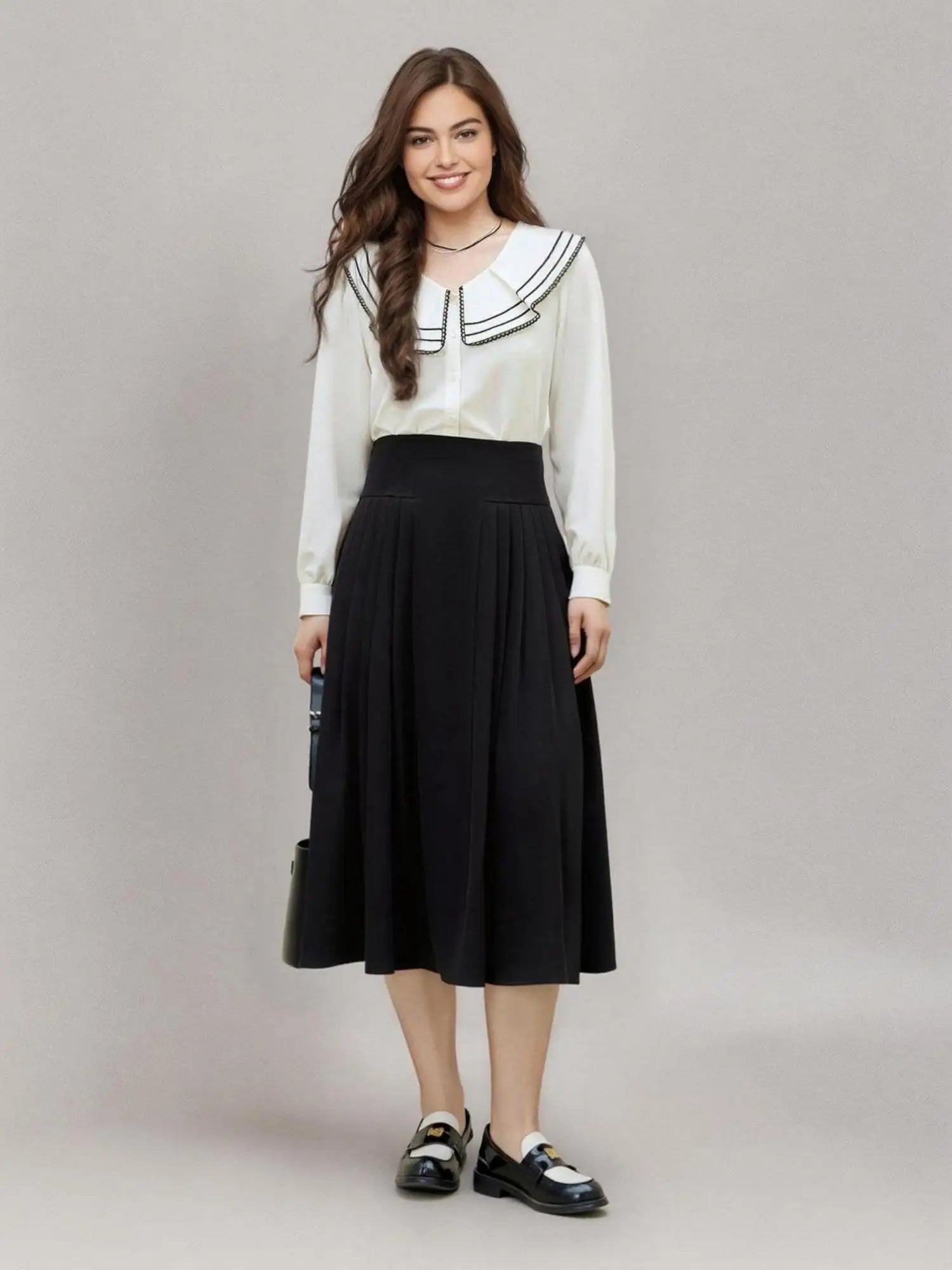 DUSHU Plus Size Women Clothing 2025 New Doll Collar Long-sleeved Shirt Female Design Niche Chic Casual Loose Tops 25DS81067