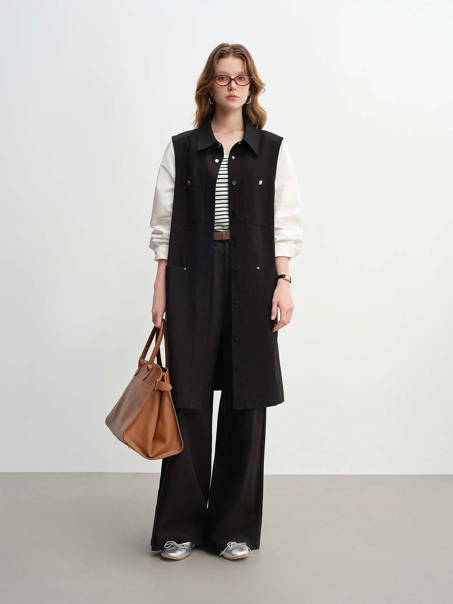 DUSHU Plus-Size Women's Color Block Mock Layer Patchwork Workwear Style Shirt Dress 2025 Autumn Fashion Commuting 25DS83144