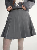 DUSHU 2025 Winter Plus Size High Waist Pleated Skirt Midi Long Slit Slimming A-Line Versatile Stretch Waist Flowy Casual Skirt