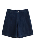 DUSHU 2025 Summer Women's Stretch Denim Mid-Length Shorts - Streamlined Straight-Leg Design & Versatile Urban Jeans