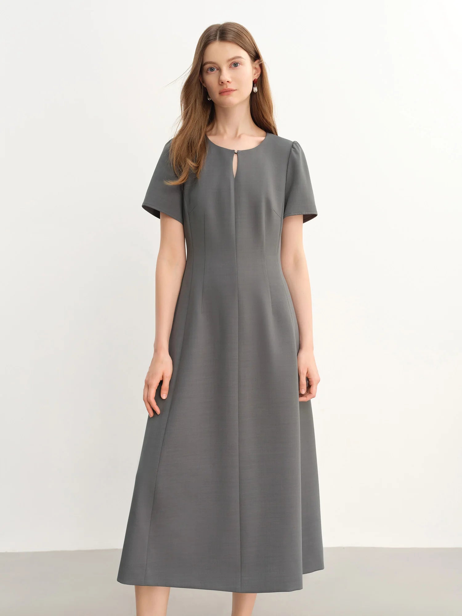 DUSHU Women Dress Short Long Two Styles French Temperament Style Simple Dress 2025 Summer New Design Casual Versatile Dress