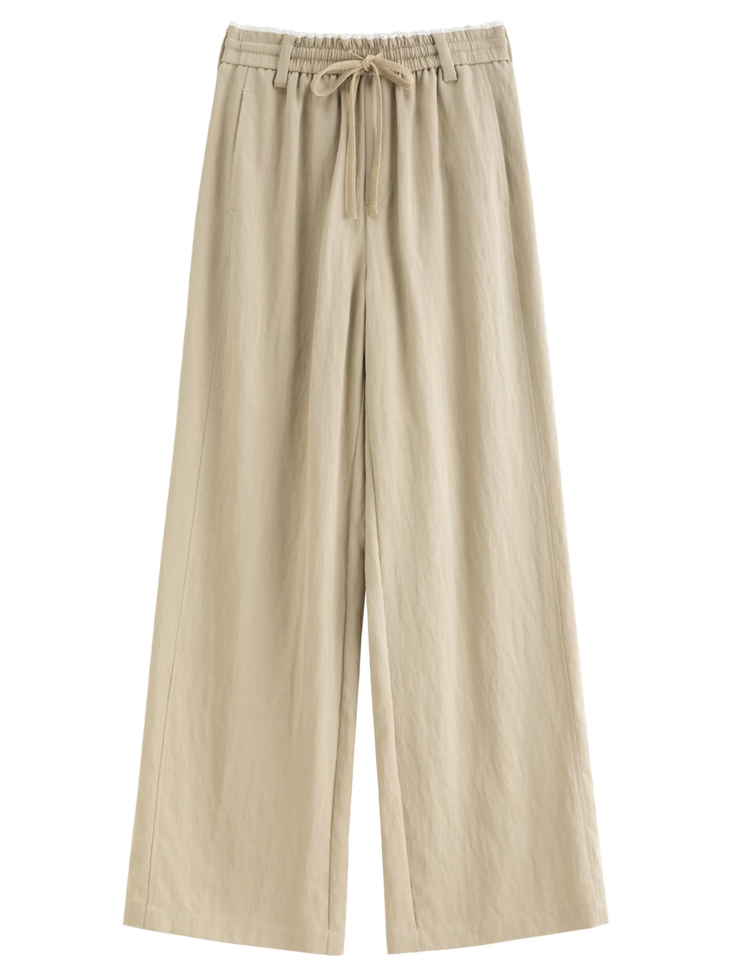 DUSHU 2026 Spring Women's Elastic Waist Drawstring Straight Leg Pants - Flowy Draping Comfortable Relaxed Fit Casual Trousers