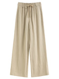 DUSHU 2026 Spring Women's Elastic Waist Drawstring Straight Leg Pants - Flowy Draping Comfortable Relaxed Fit Casual Trousers