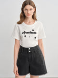 DUSHU Plus Size Versatile Casual Letter T-shirt 2025 Summer New Slightly Fat Printed Slim Short-sleeved Top 25DS82707